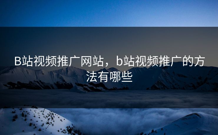 B站视频推广网站，b站视频推广的方法有哪些